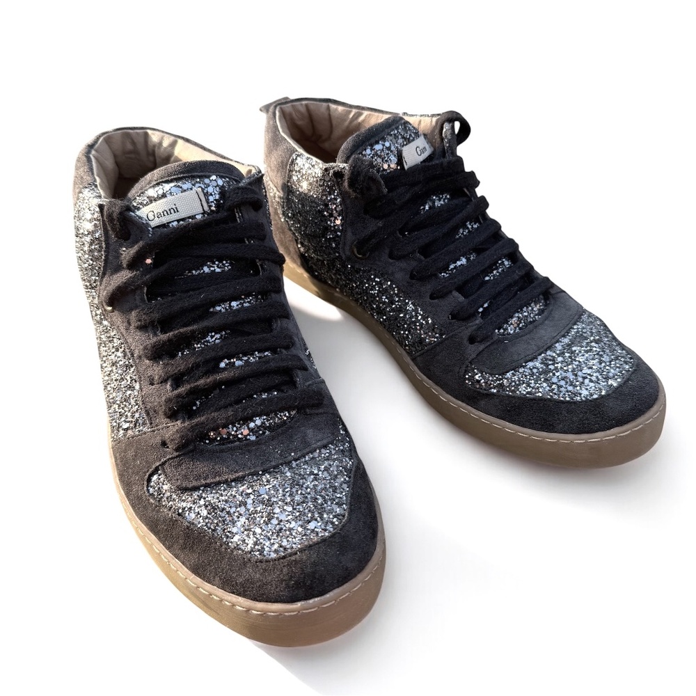 GANNI Sparkle Glitter Genuine Leather Sneakers Women's Sz. 11 (EU 41)